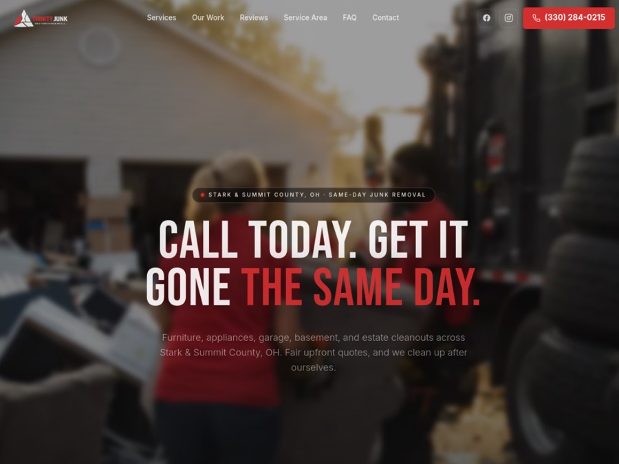 Junk Removal business website designed by Ironwood Studio